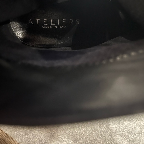 [38/US7]Lavorazion Artigiana Ateliers Black Ankle Block Heel Boots Y2K Buckle - Picture 10 of 10